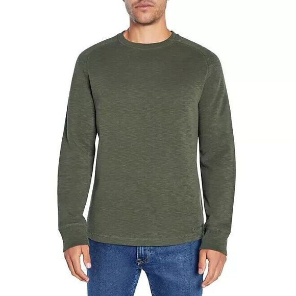 Eddie Bauer Double Knit Crew Shirt Mens Small Green Long Sleeve NEW - Picture 1 of 10